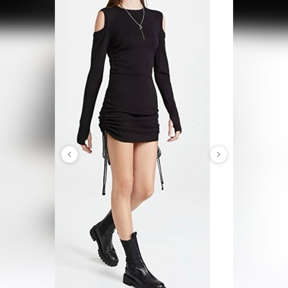 LIONESS spandex black dress with open shoulders grunge core